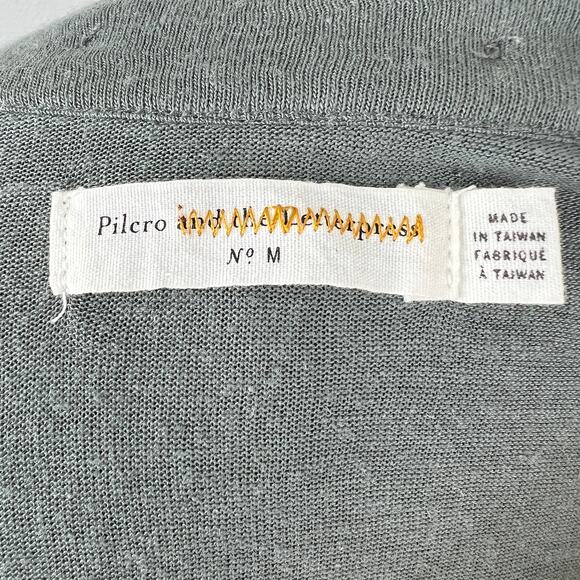 Anthropologie Pilcro and the Letterpress Gray Ruched Double Button Top Size M - Picture 6 of 7